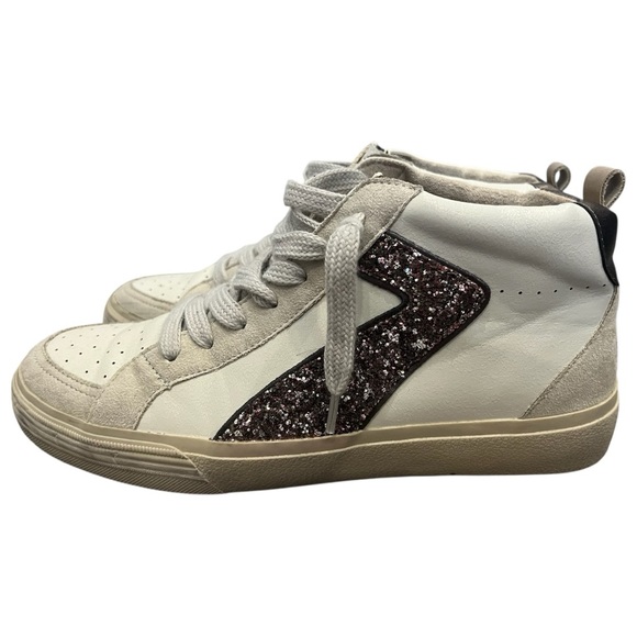 ShuShop Sandy Mid Top Sneaker in Pewter Glitter Size 8.5 - Picture 1 of 7